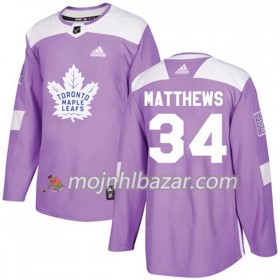Dresovi Toronto Maple Leafs Auston Matthews 34 Adidas 2017-2018 Purpurna Fights Cancer Practice Authentic - Muške